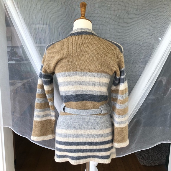 Vintage belted 100% wool cardigan 3/4 sleeves - Picture 4 of 8